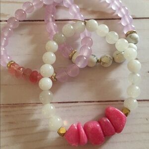 Stretched Bracelets Pink Beads OSFM BNWOT